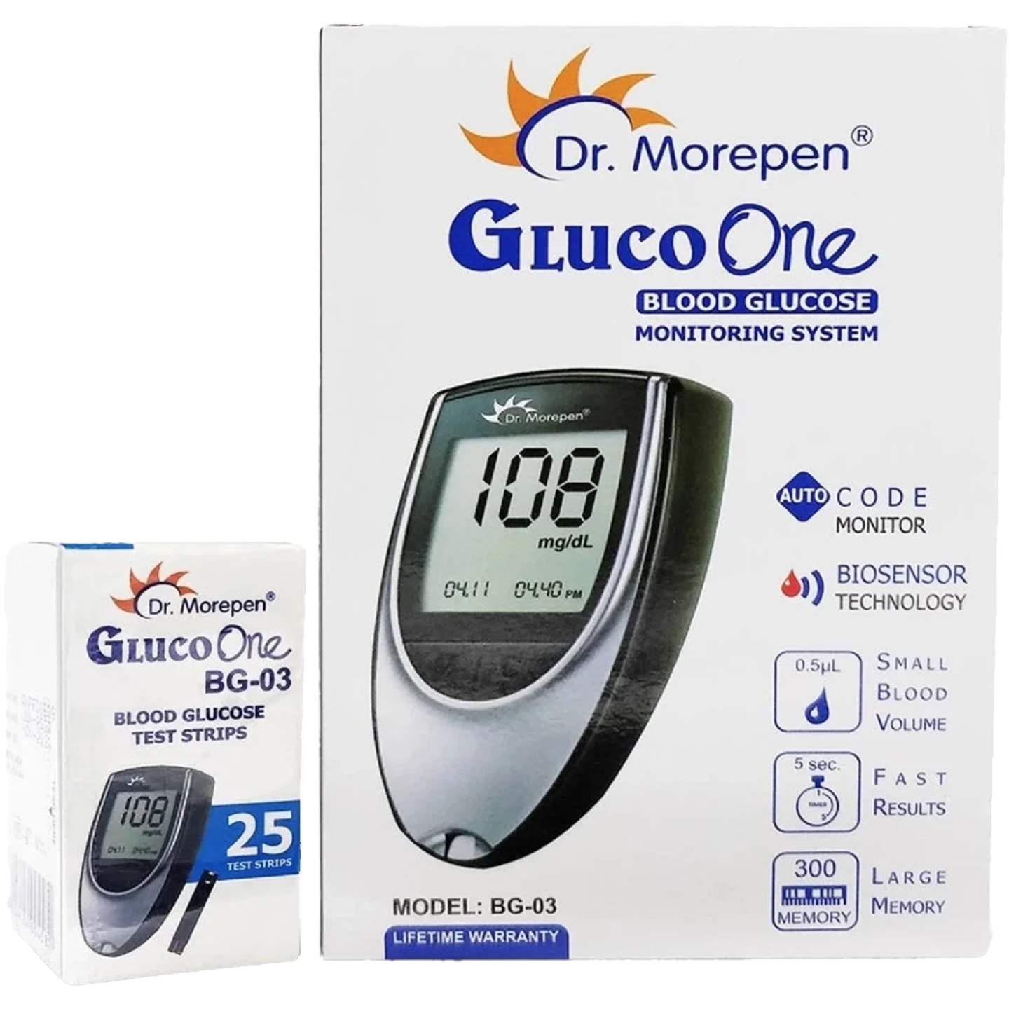 Dr. Morepen Glucose Monitor (Gluco One BG03) + 25 Strips Free