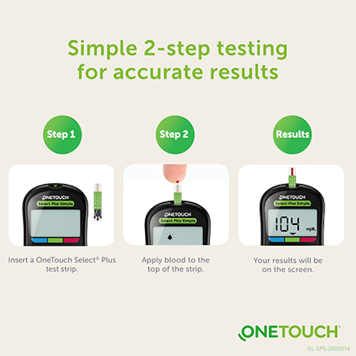 OneTouch Select Plus Simple Glucometer with 10 Test Strips Free