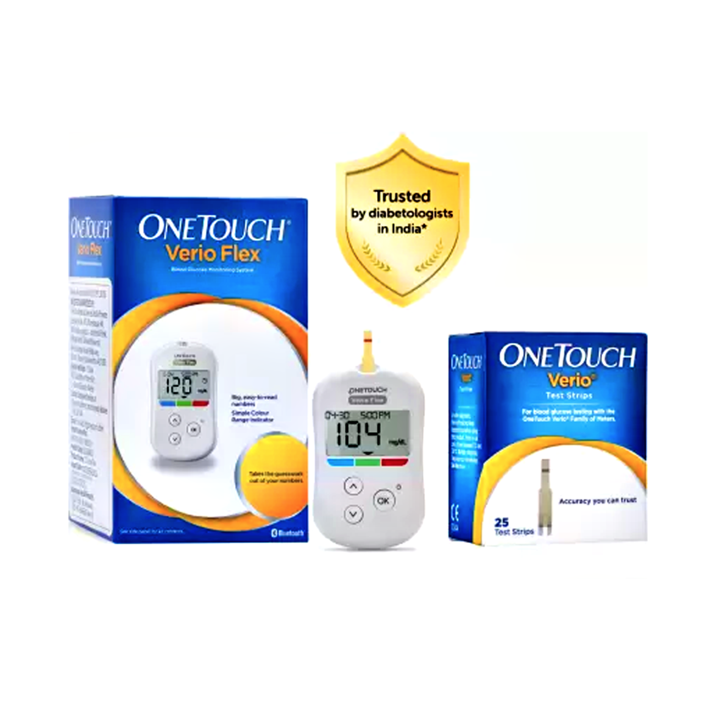 OneTouch Verio Flex Glucometer with 25's Test Strips Free