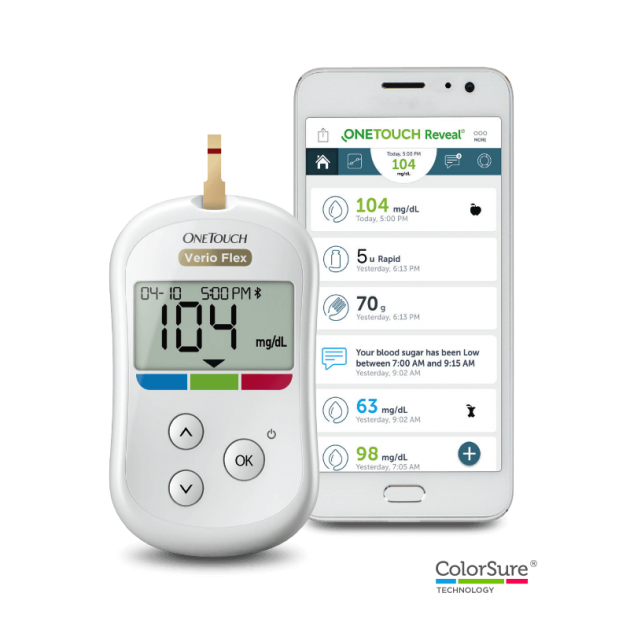 OneTouch Verio Flex Glucometer with 25's Test Strips Free