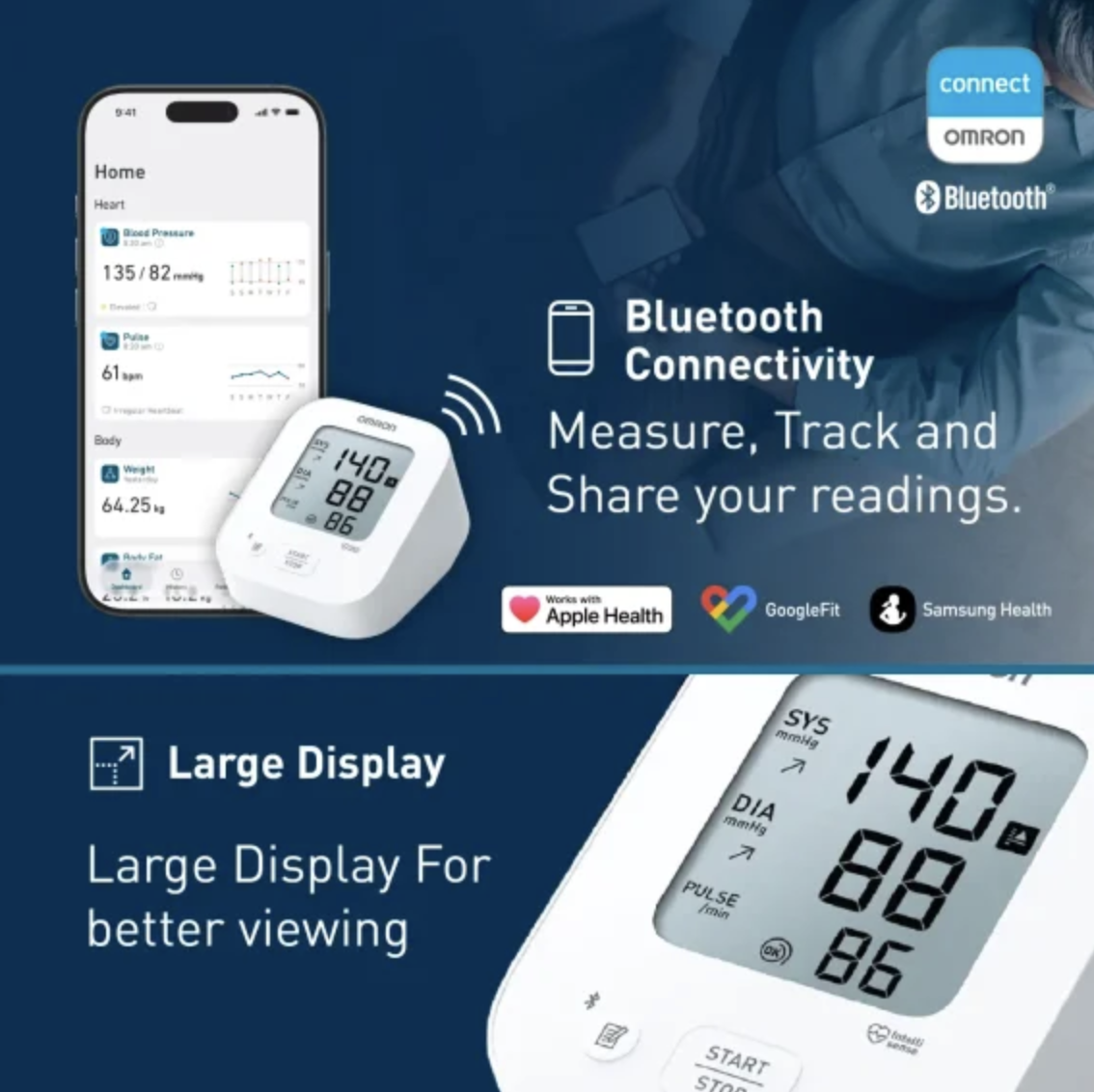 OMRON HEM-7183T1 BP Monitor with IntelliWrap Cuff (360° Accuracy) & Bluetooth