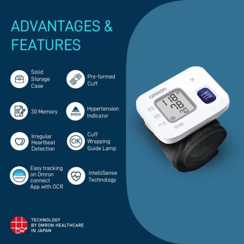 Omron HEM 6161 Fully Automatic Wrist Blood Pressure Monitor White