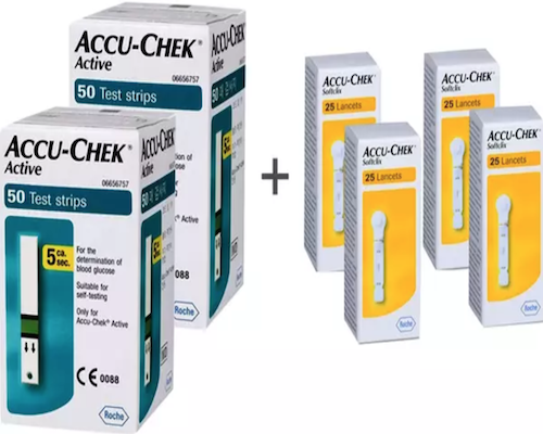 Accu-Chek Active 100's Test Strips + 100's Lancets Bundle