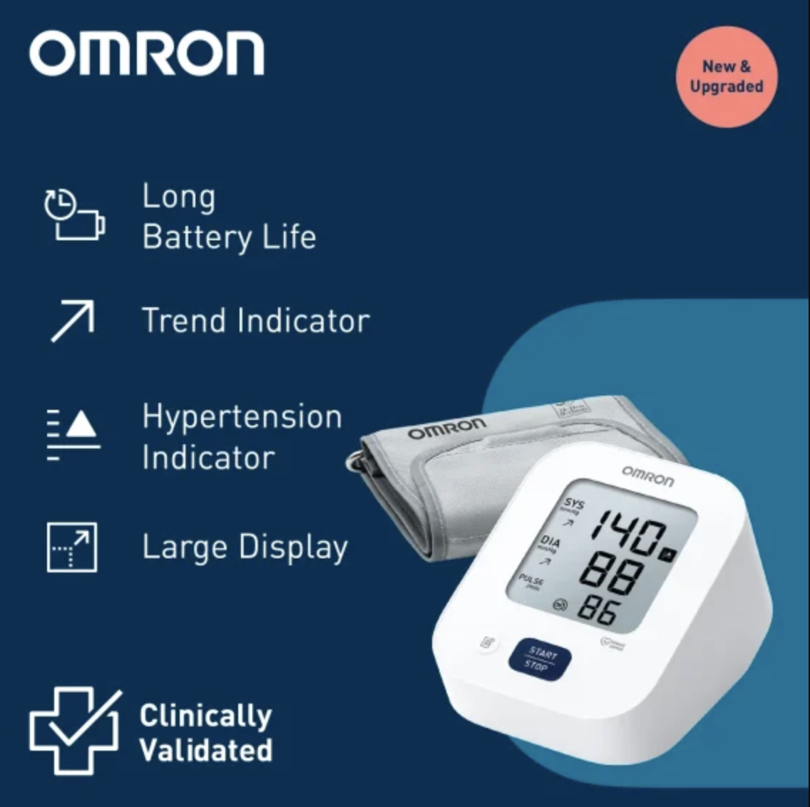 OMRON HEM 7181 BP Monitor with Hypertension Indicator & IntelliSense Technology