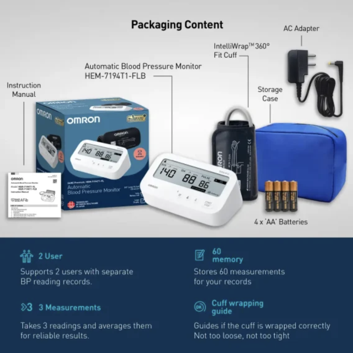 OMRON HEM 7194T1 BP Monitor with AFib Detection & Bluetooth
