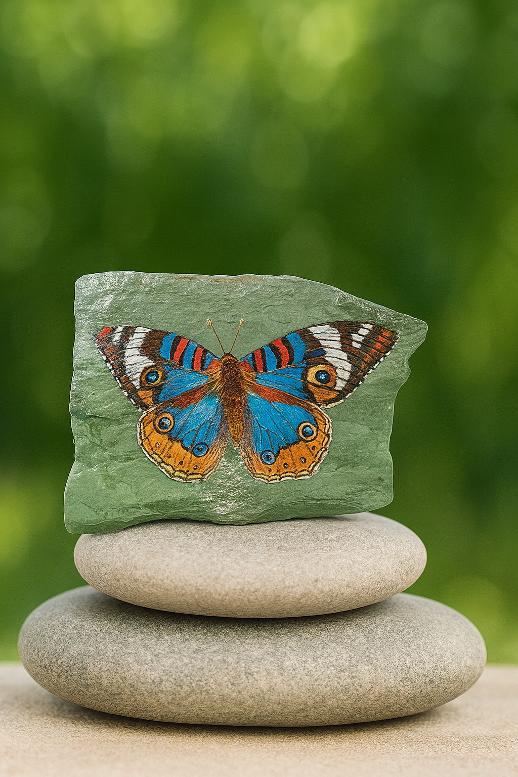 Mariposa en laja de piedra