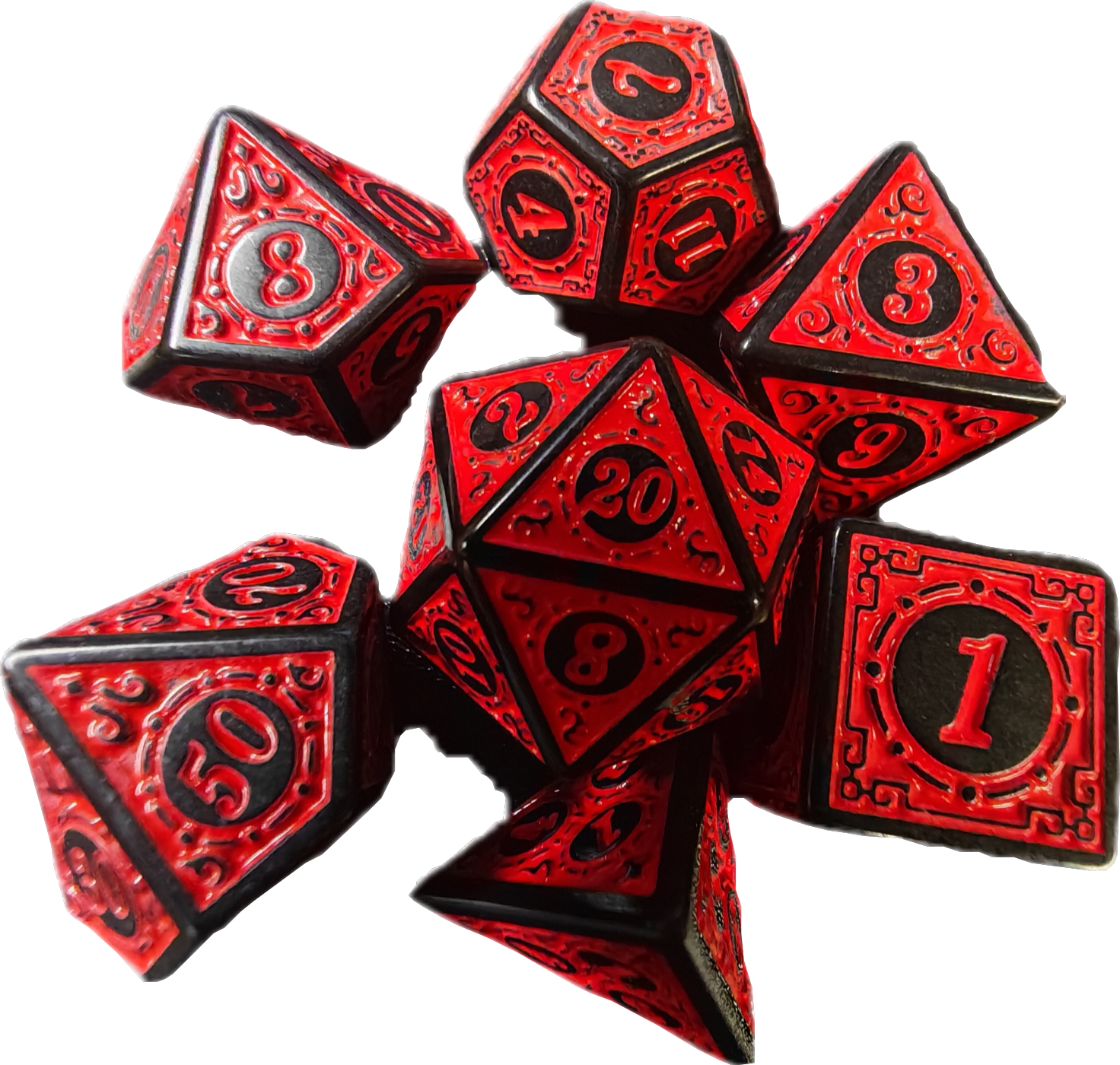 Red and Black Polyhedral Dice Set