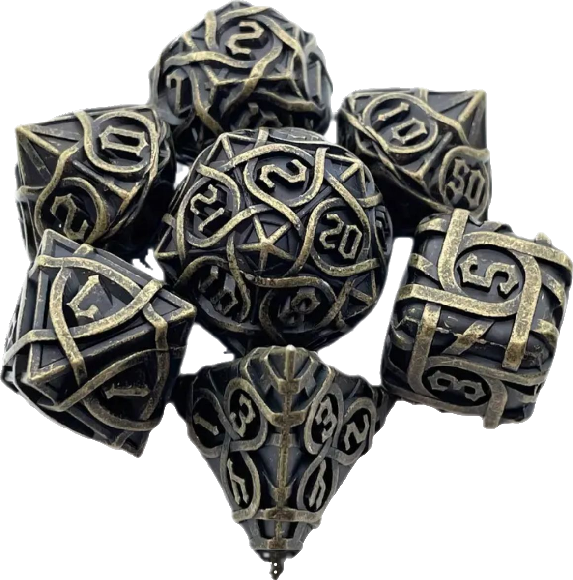 Celtic Style Metal Polyhedral Dice Set