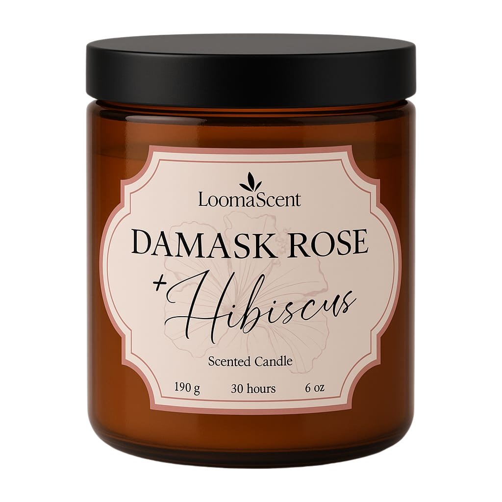 Damask Rose + Hibiscus Scented Candle