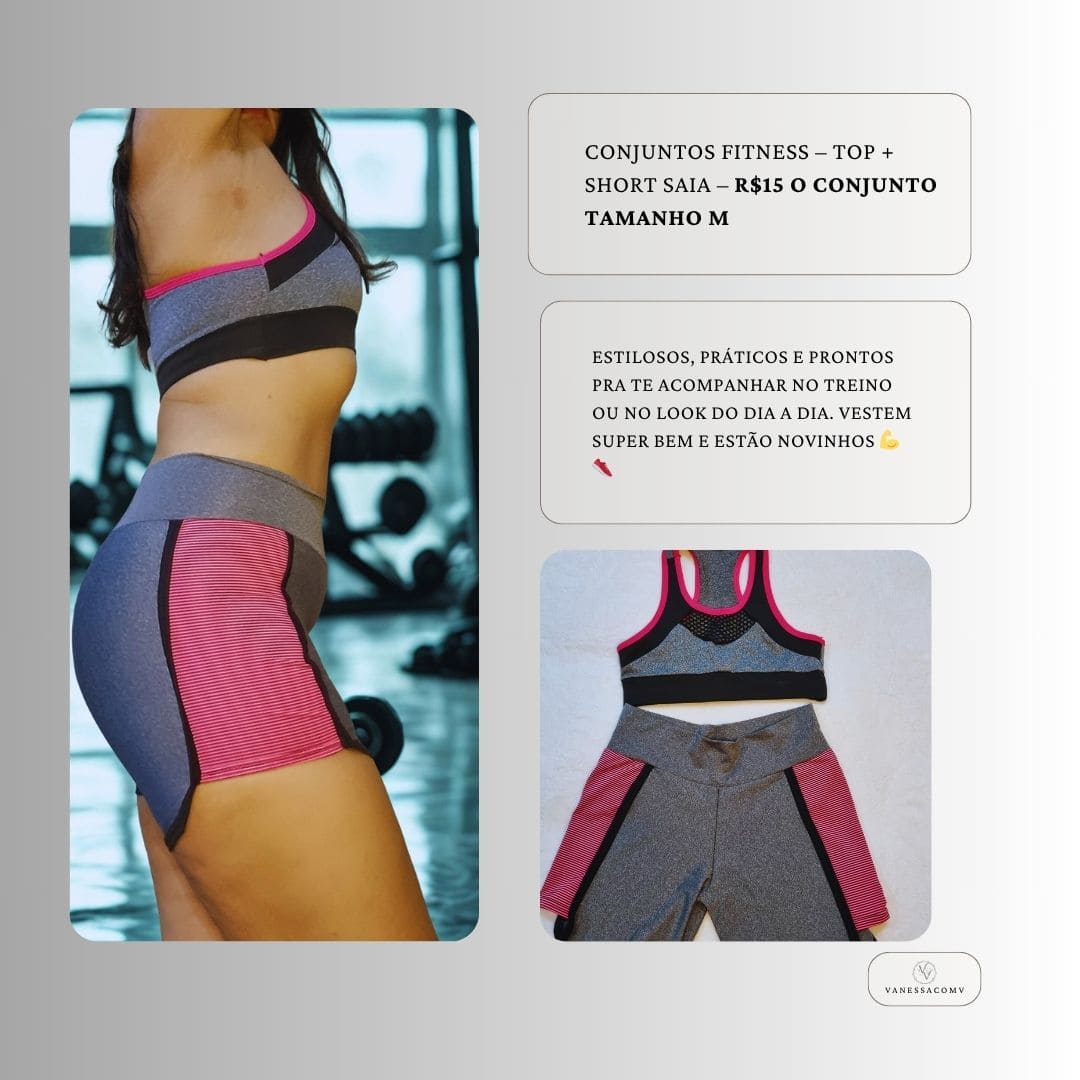 Conjunto Fitness – Top e Short Saia