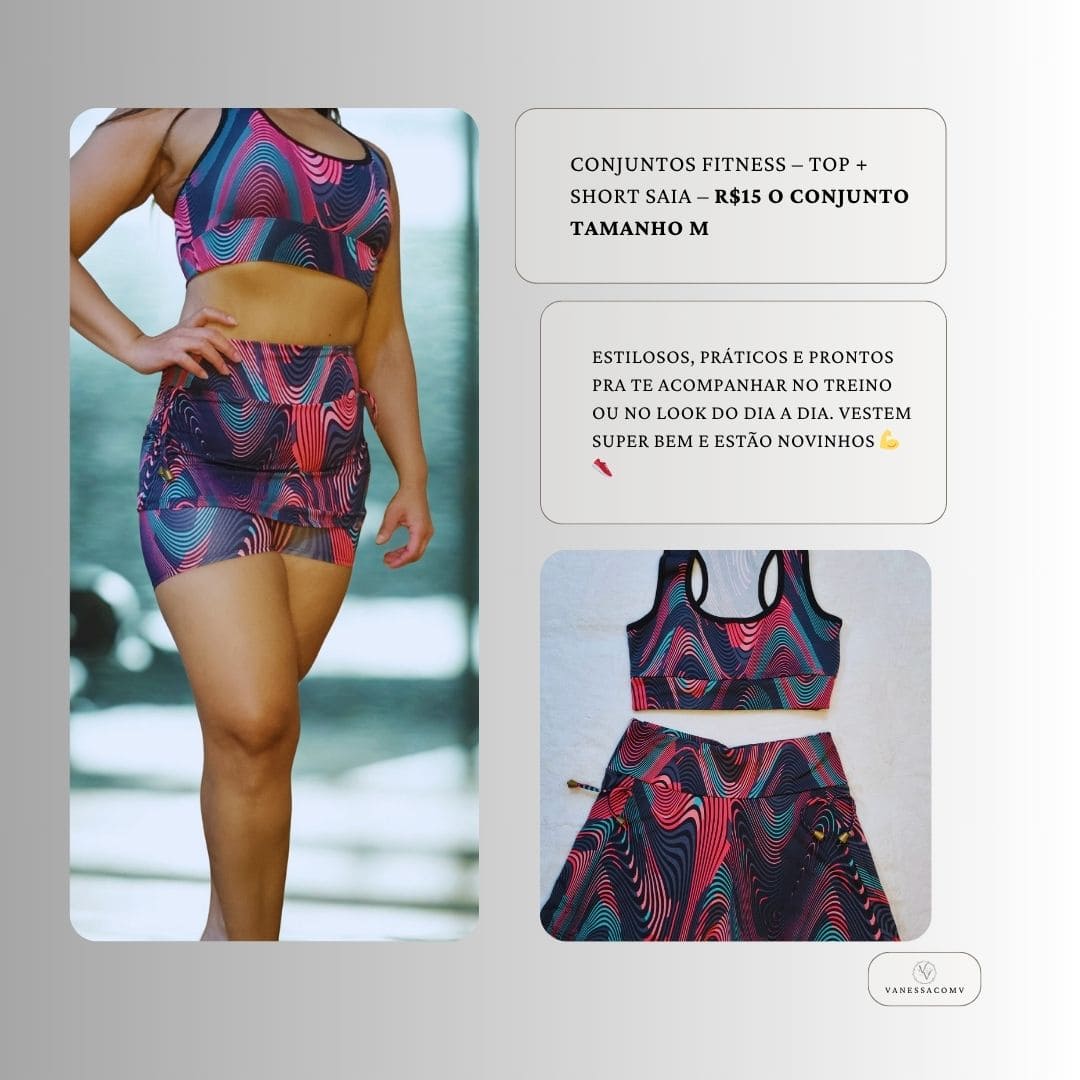 Conjunto Fitness Top + Short Saia