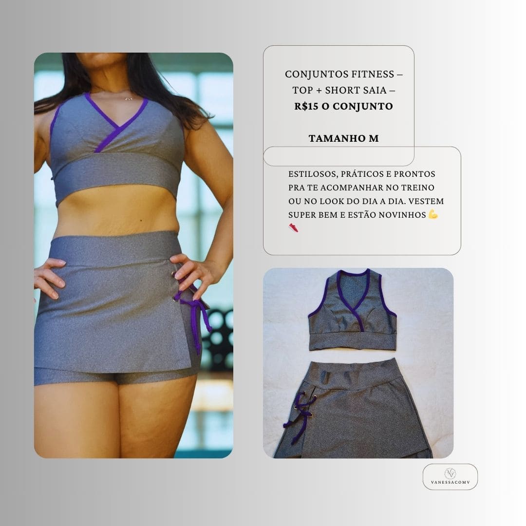 Conjunto Fitness Top + Short Saia