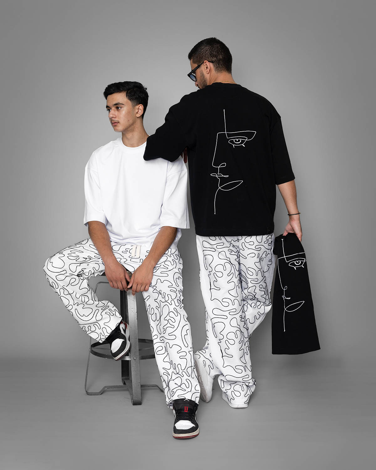 Pantalon à motifs blanc