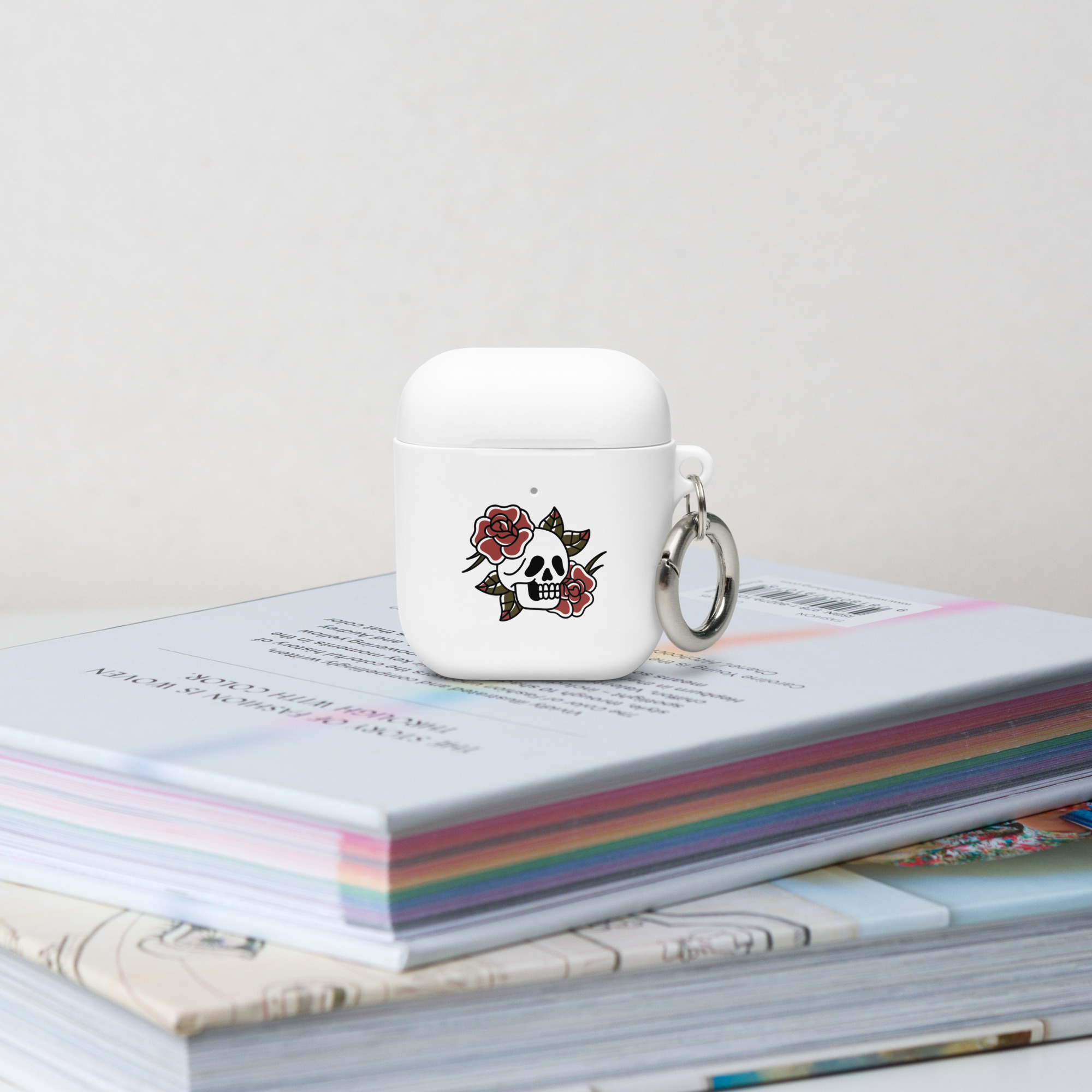 Rubber Case for AirPods®Caveira & Rosas – Tattoo Old School