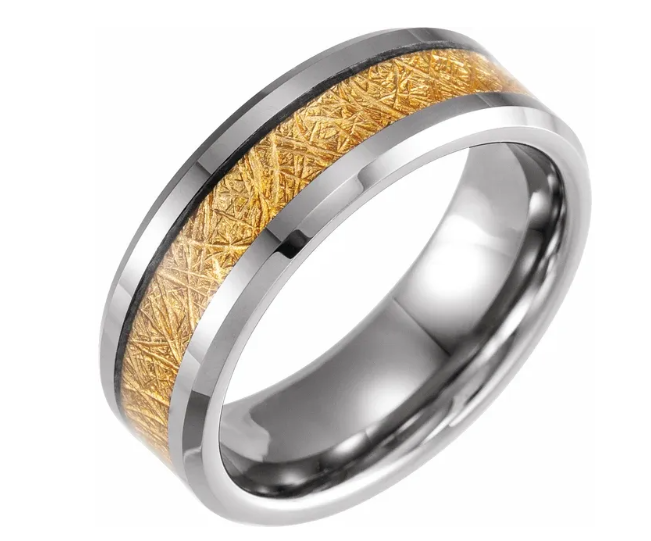 Men's Meteorite Inlay Tungsten Ring