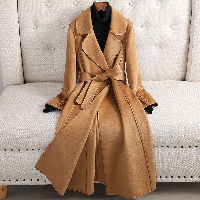 CT86S Slim Double-Faced Wool Belted Coat For Women