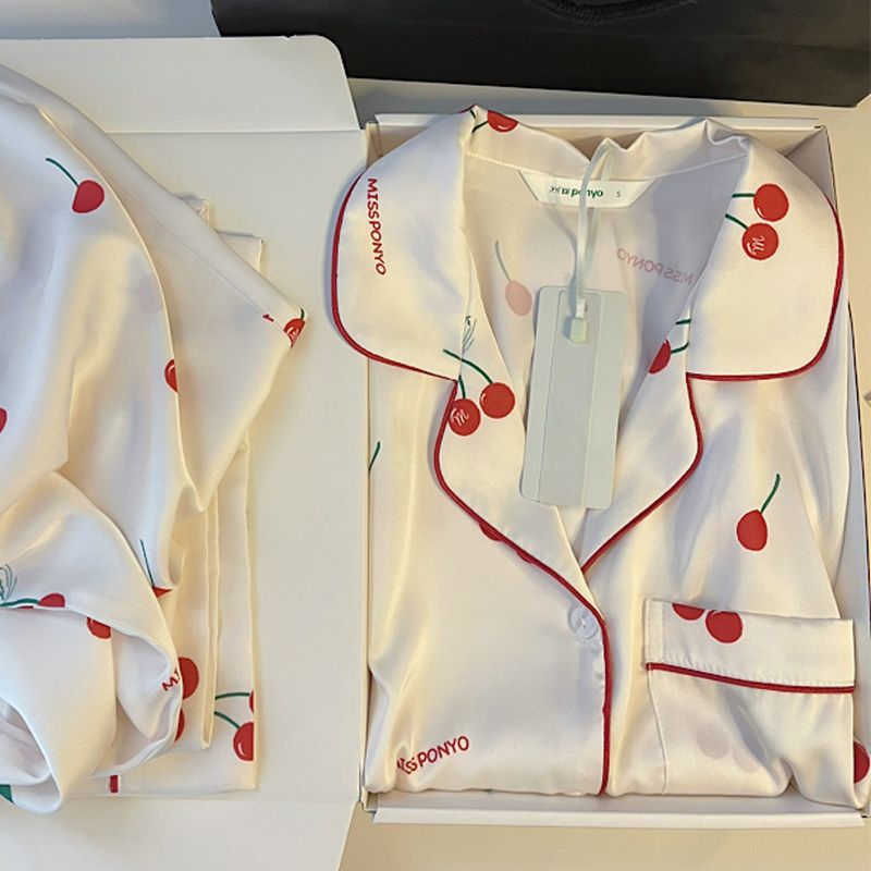 Silk Pajamas Long Sleeve Spring and Autumn French Simple High-End Silk