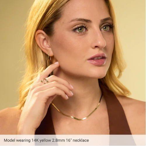 Gold Herringbone Chain Necklace