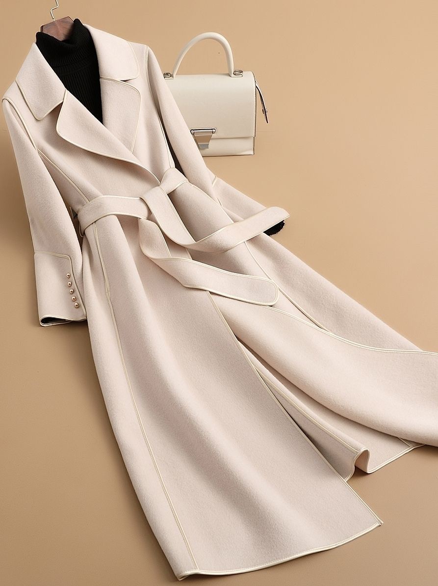 CT86S Slim Double-Faced Wool Belted Coat For Women