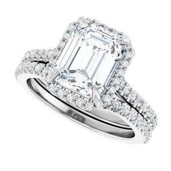 Emerald Cut Diamond Engagement Ring Set