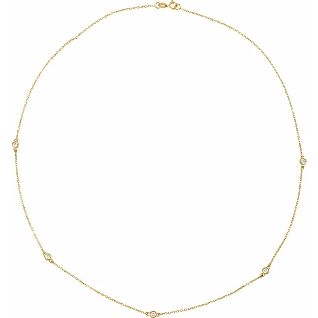 14K Yellow Gold 1/4 CTW Natural Diamond 5-Station 18" Necklace