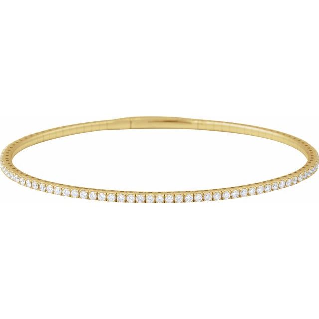 Natural Diamond Flexible Bangle 7" Bracelet