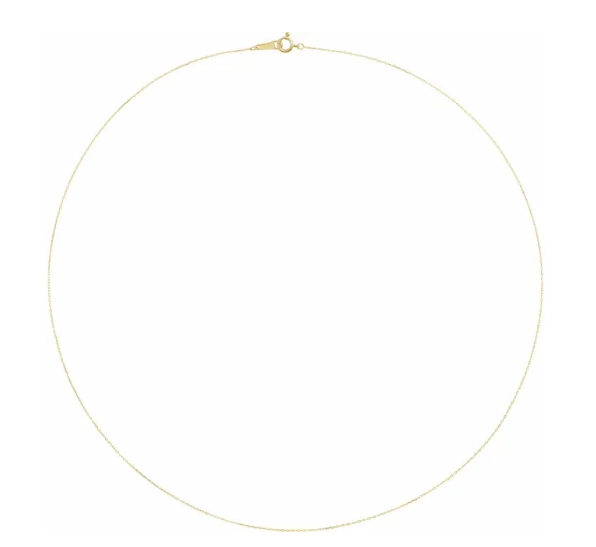 10K Yellow .5 mm Diamond-Cut Cable 18" Chain