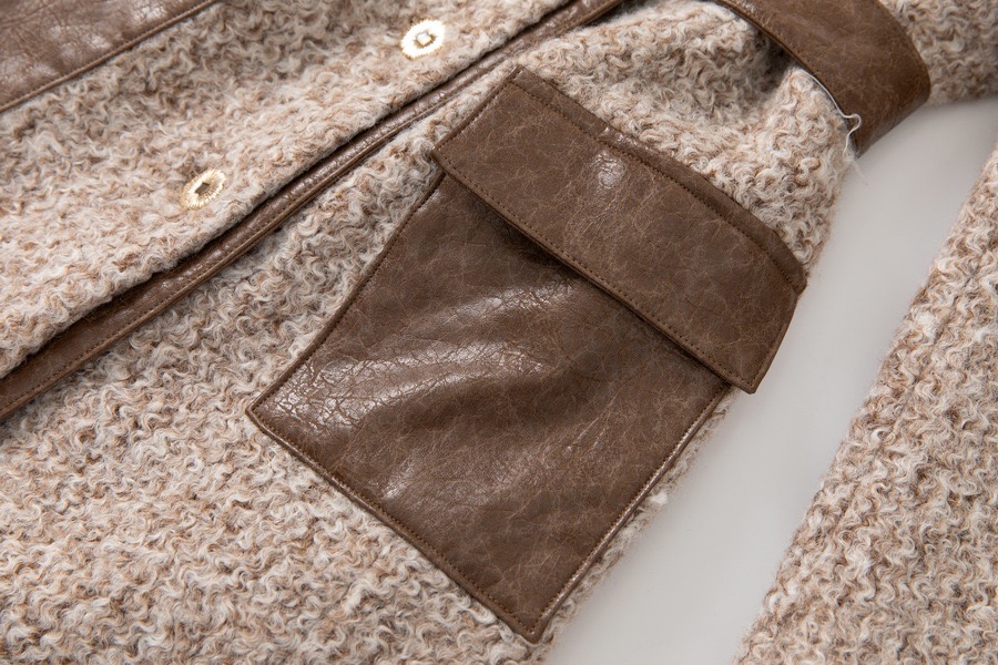 CT82L Women's Long Winter Coat with Wool & Pu Leather