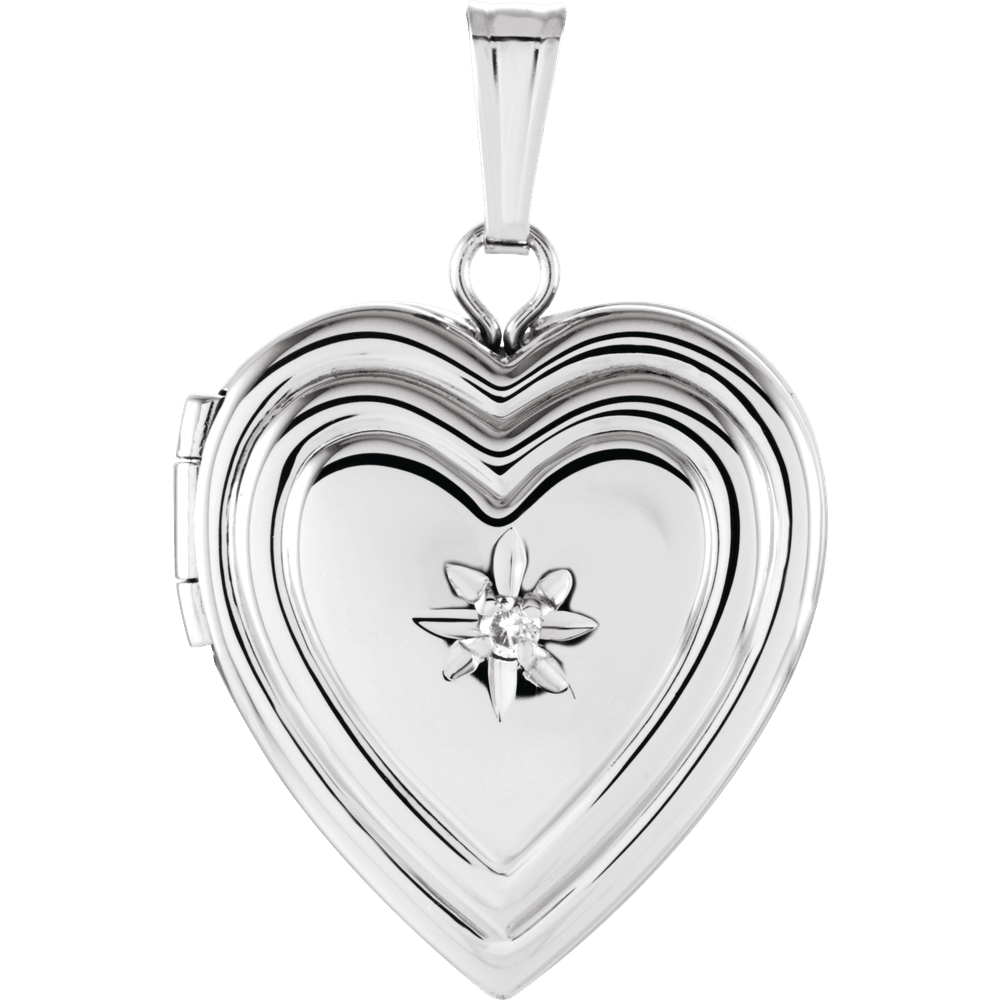 Heart-shaped silver locket pendant