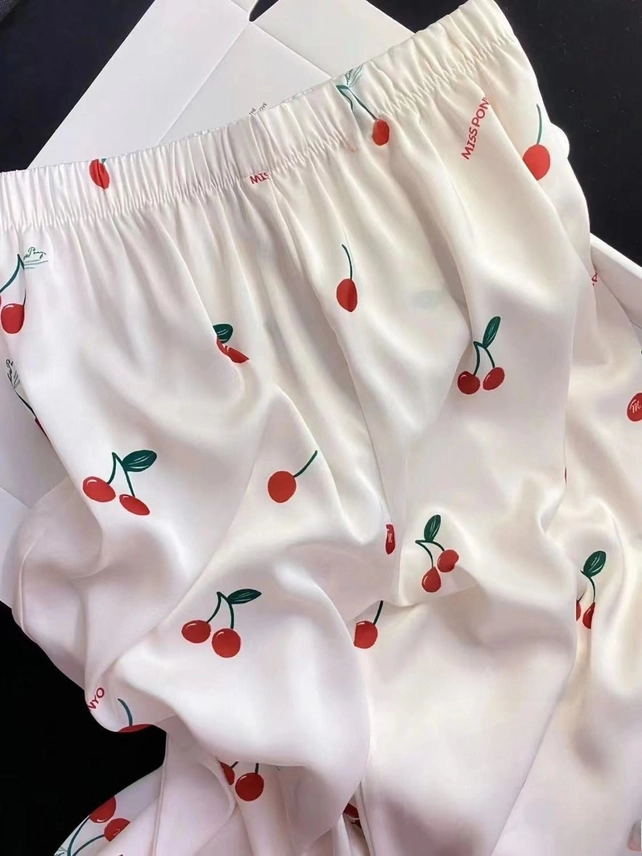 Silk Pajamas Long Sleeve Spring and Autumn French Simple High-End Silk