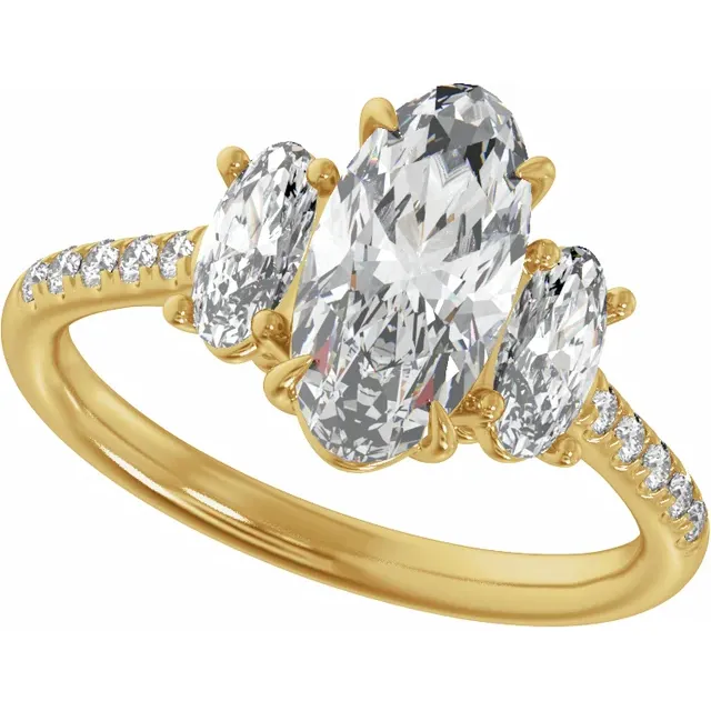 Rose Gold Three-Stone Diamond Ring