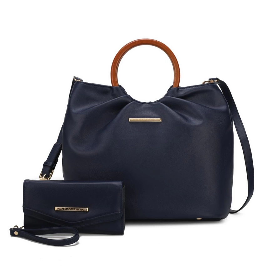 Leilani Vegan Leather Tote Bag with Wallet By Mia K