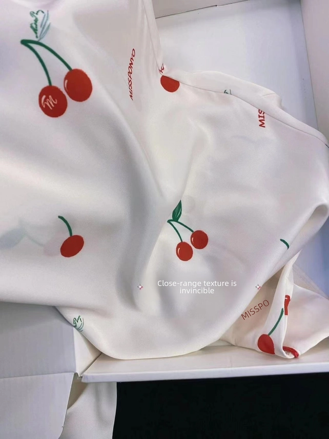 Silk Pajamas Long Sleeve Spring and Autumn French Simple High-End Silk