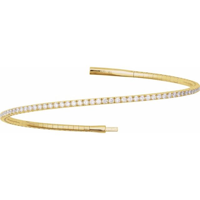 Natural Diamond Flexible Bangle 7" Bracelet