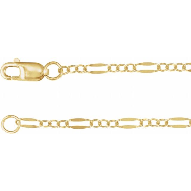 14K Yellow Gold-Filled 2.3 mm Dapped Cable 18" Chain