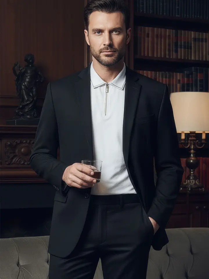 Men's Brushed Cotton Notch Lapel Blazer 5BL200