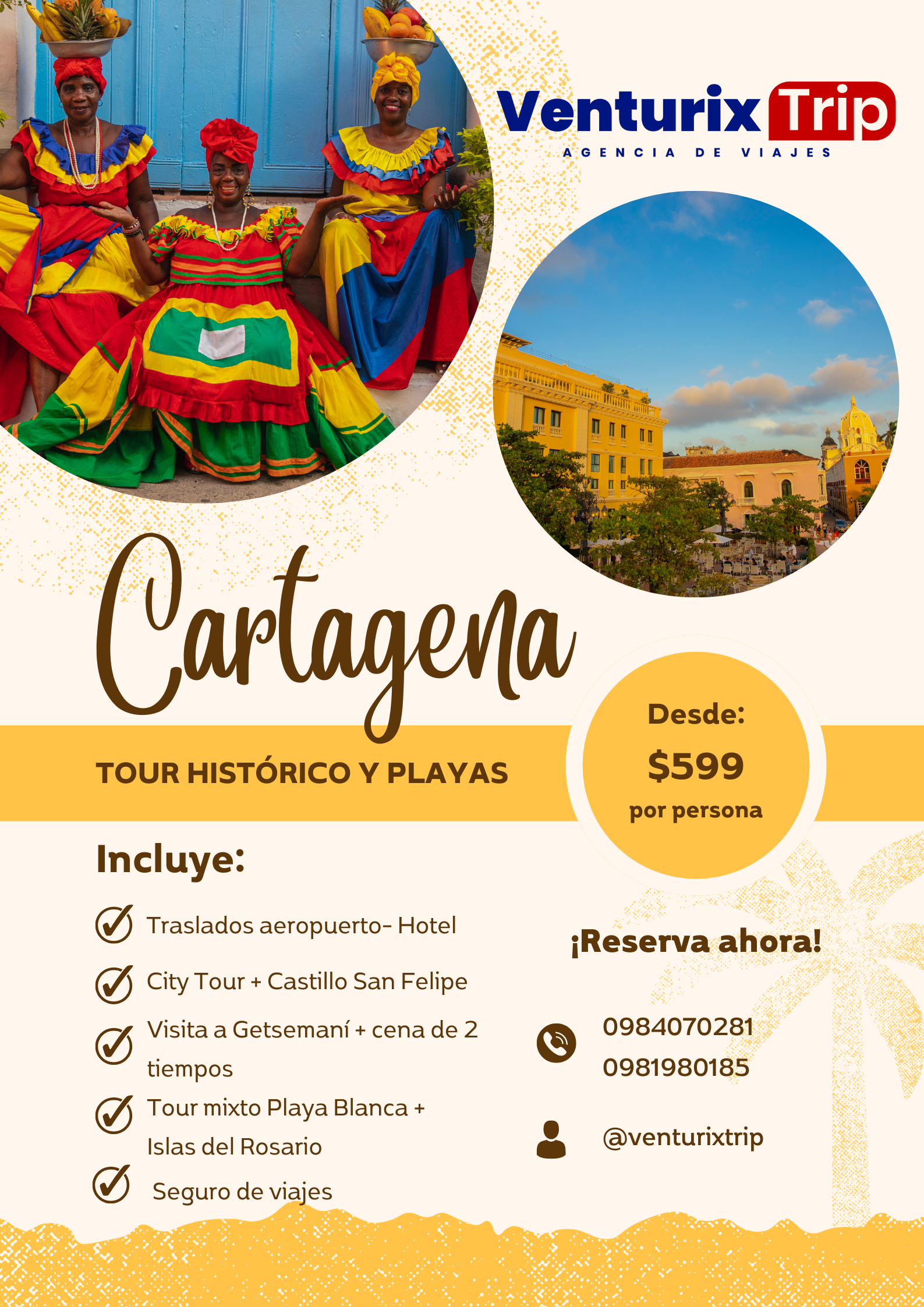 🌴 Tour a Cartagena – Historia, Playas y Cultura | Desde $599 | Venturix Trip