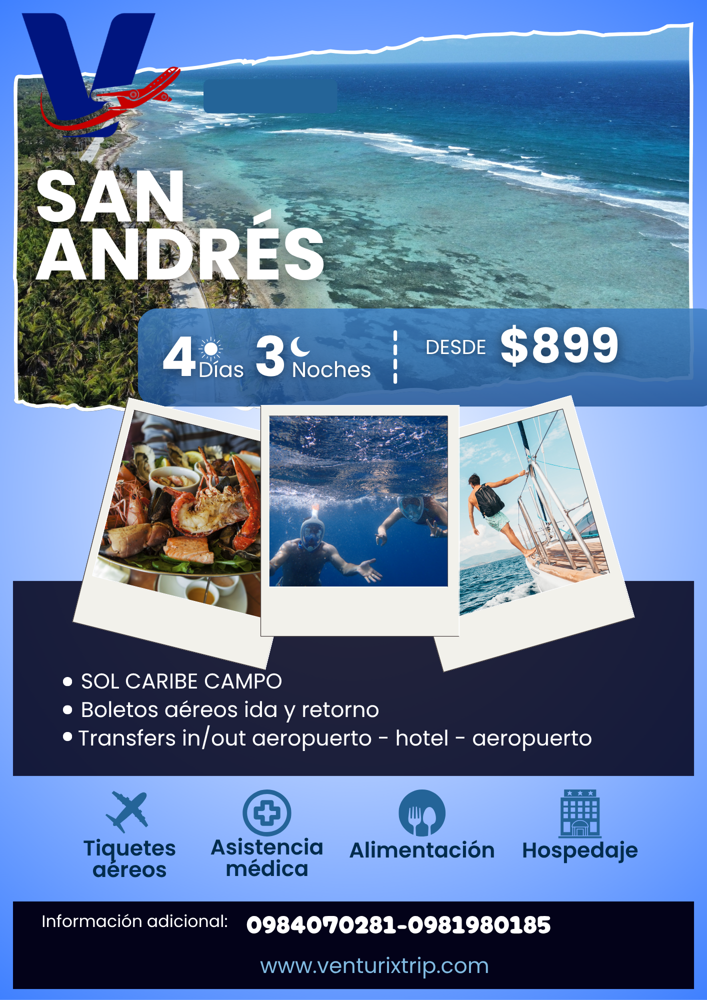 🌴 Tour a San Andrés Todo Incluido | 4 días – 3 noches | Desde $899 | Venturix Trip
