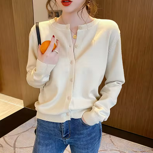 Classic Cream Button-Up Cardigan