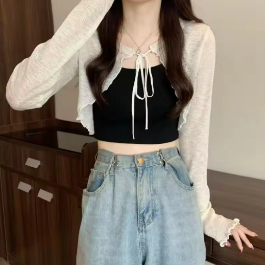 Cropped Cardigan and Tank Top Set