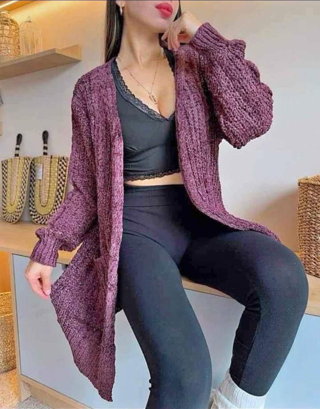 Cárdigan largo Chenille