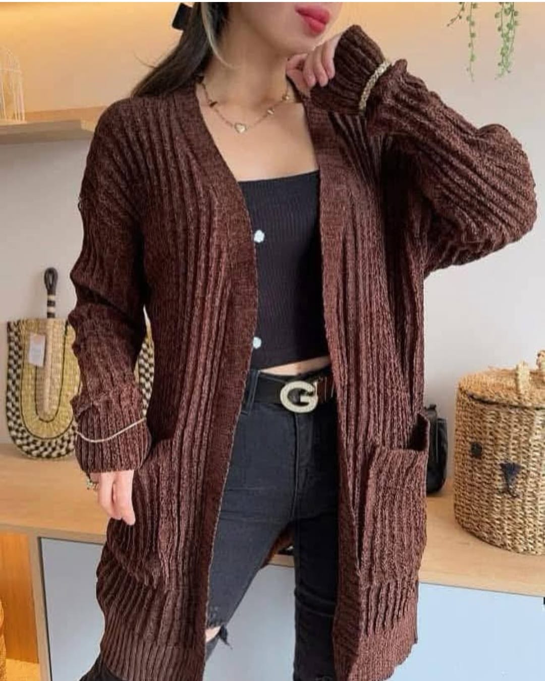 Cárdigan largo Chenille