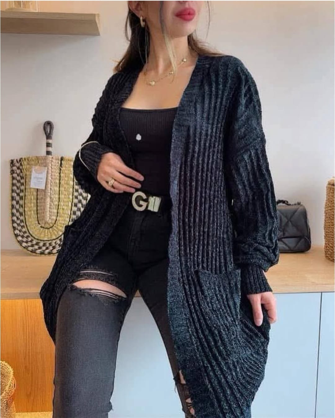 Cárdigan largo Chenille