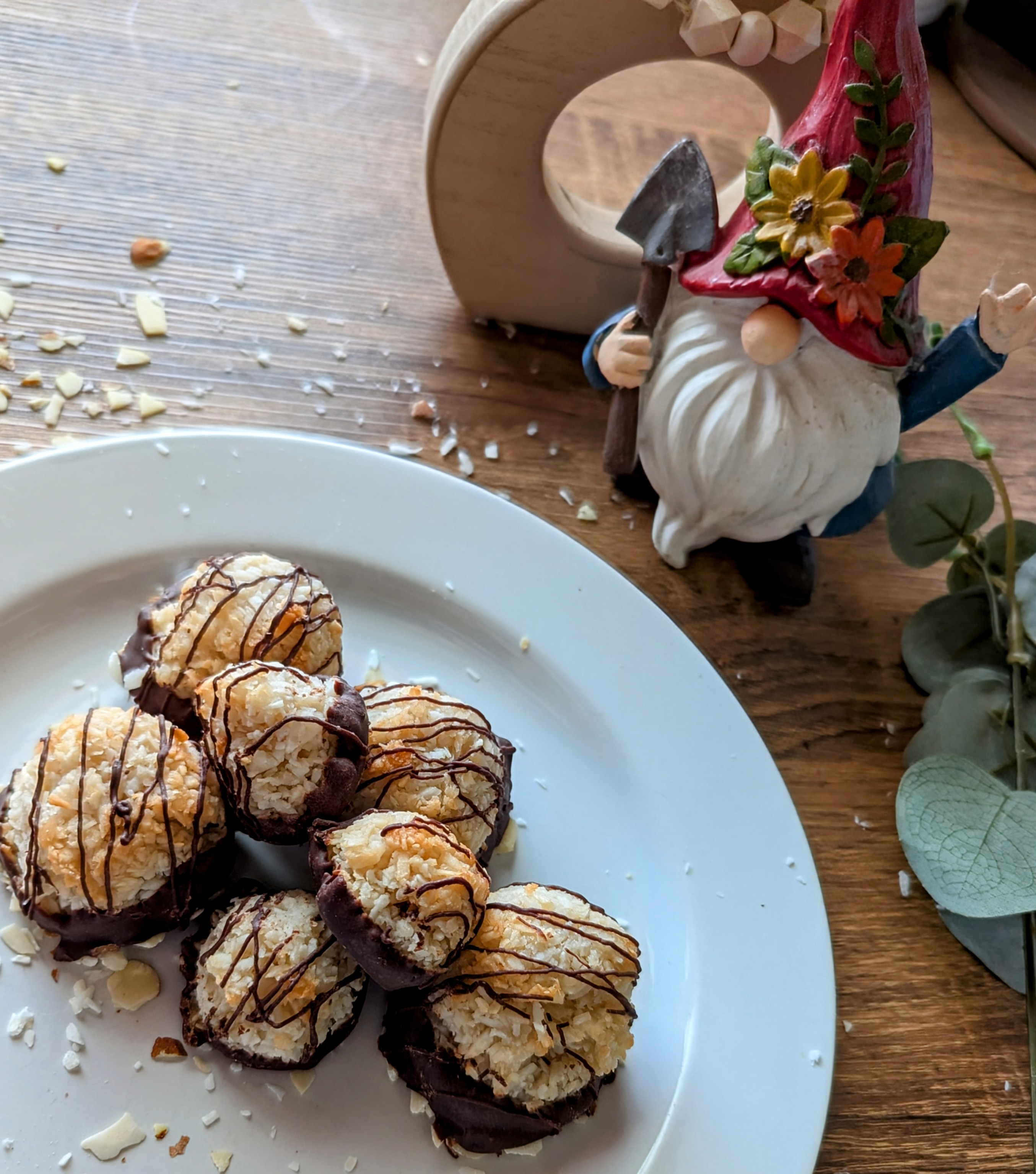 one dozen Chocolate Dipped Coconut Macaroons