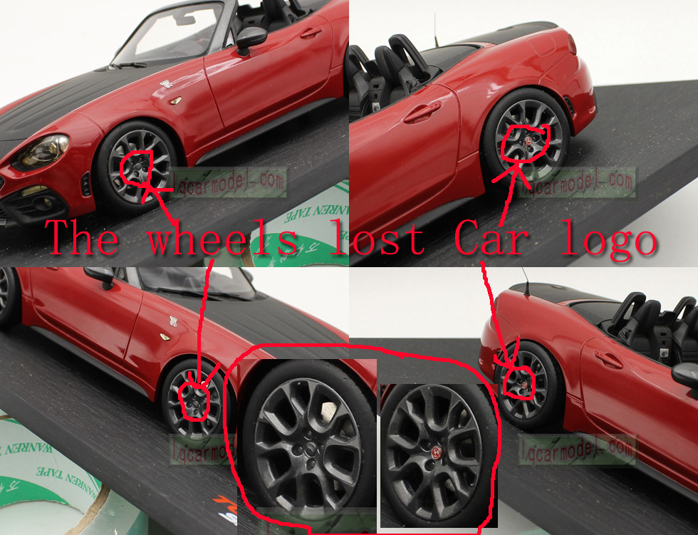 1/18 Scale Top Speed Fiat Abarth 124 Spider Car model Red Flaw