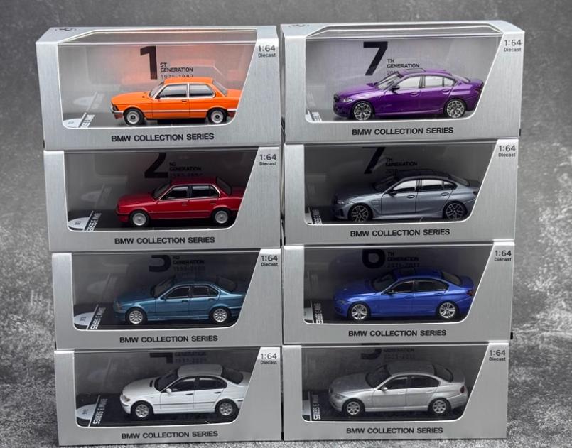1/64 BMW 3 Series 7 Generations 50 Years Souvenir Almost Real Diecast Model Car 8pcs/set 