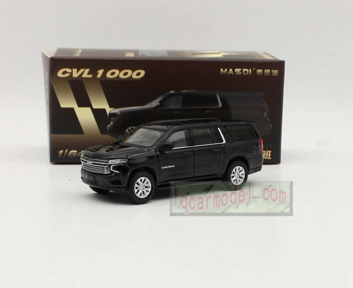 1/64 Masdi Chevrolet Suburban SUV Metal Car Model Diecast Black color