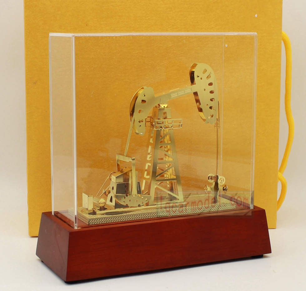 NEW Oil Well Pump Jack Model - Drillbit oilfield rig bit Gold Color