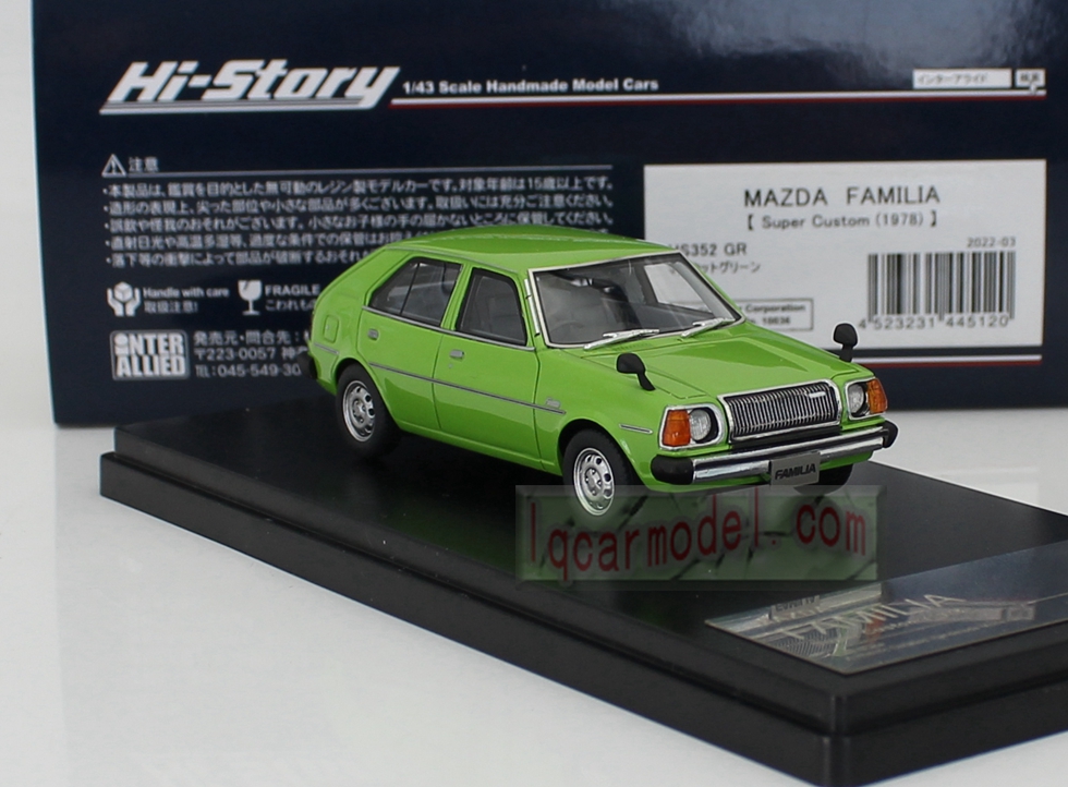 1/43 Hi story MAZDA FAMILIA Super Custom 1978 HS352 GR Resin car model 