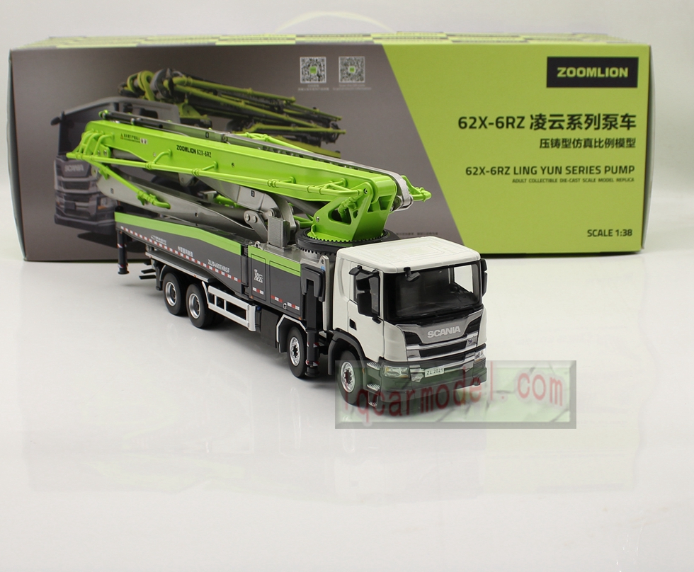 1/38 Zoomlion 62X-6RZ Concrete Pump SCANIA Truck Diecast Car Model